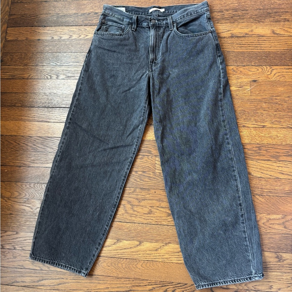Levi's Women's Baggy Dad Jeans in Washed Gray-Black